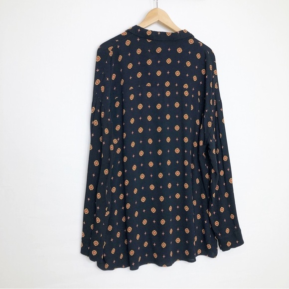 Free people black, printed button down shirt - Picture 10 of 12